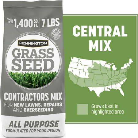 Pennington Contractors Central Grass Seed Mix, for Sun to Partial Shade, 7 lb.