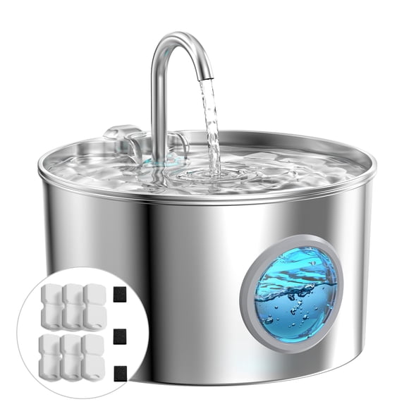 Fuente de agua para gatos GIOTOHUN de acero inoxidable de 2,2 litros con filtros