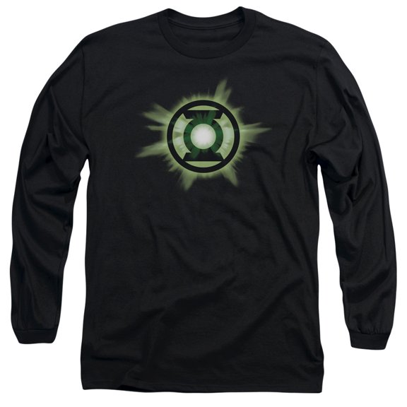 Green Lantern Green Glow Long Sleeve Adult 18/1 T-Shirt Black