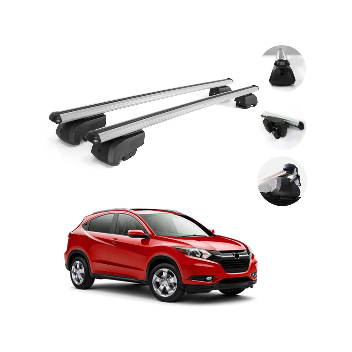 Silver Roof Rail Rack Alu. Cross Bars Luggage Carrier For Honda HRV