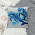 thumbnail image 2 of GOSMITH Dolphins Farmhouse Oblong Rectangle Throw Pillow Case Dolphins Watercolor Cheerful Lovely Friendly Waist Lumbar Throw Pillow case Cushion Cover for Sofa Home Decorative, 2 of 5