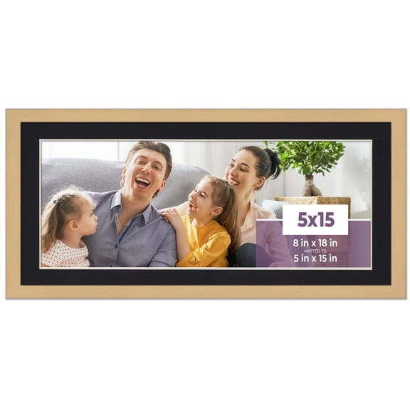 5x15 In Frame Natural With Black Picture Mat For 5x15 In Photo - Natural 8x18 Frame To Display