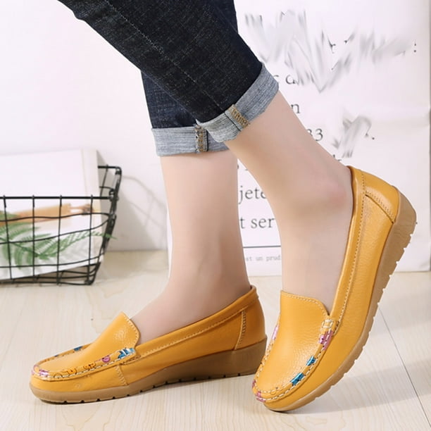 Zapatos planos informales de cabeza redonda para mujer, mocasines, zapatos de guisantes individuales informales de fondo suave Wmkox8yii FOPL1965