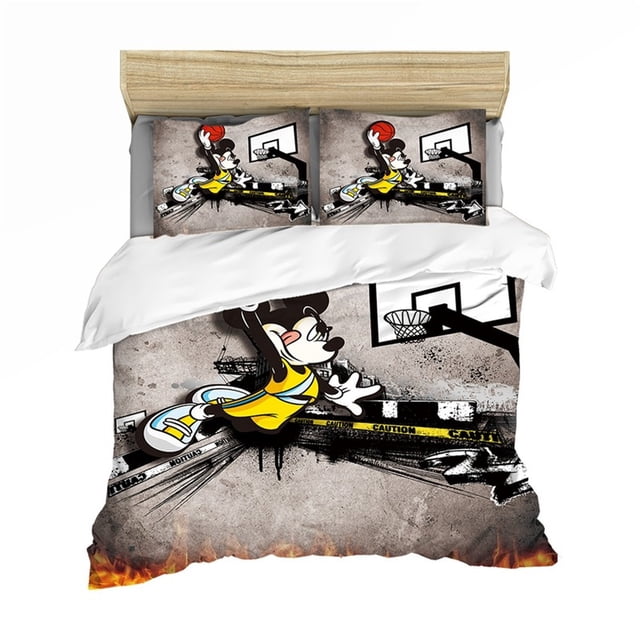 Cartoon Bedding Set Mickey Minnie Duvet Cover Queen King Size White Soft Home Textile Student Child Couple Bed Set