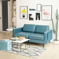 thumbnail image 3 of Costway Modern Loveseat Leathaire Fabric 2-Seat Sofa Couch w/ Side Storage Pocket Blue, 3 of 10