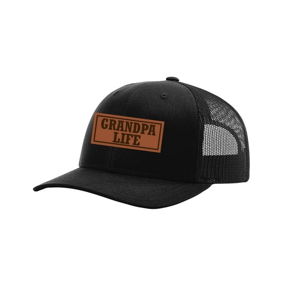 Trenz Shirt Company Trucker Hat 47% Cotton/28% Nylon/25% Polyester - Grandpa Life Father's Day Laser Engraved Patch