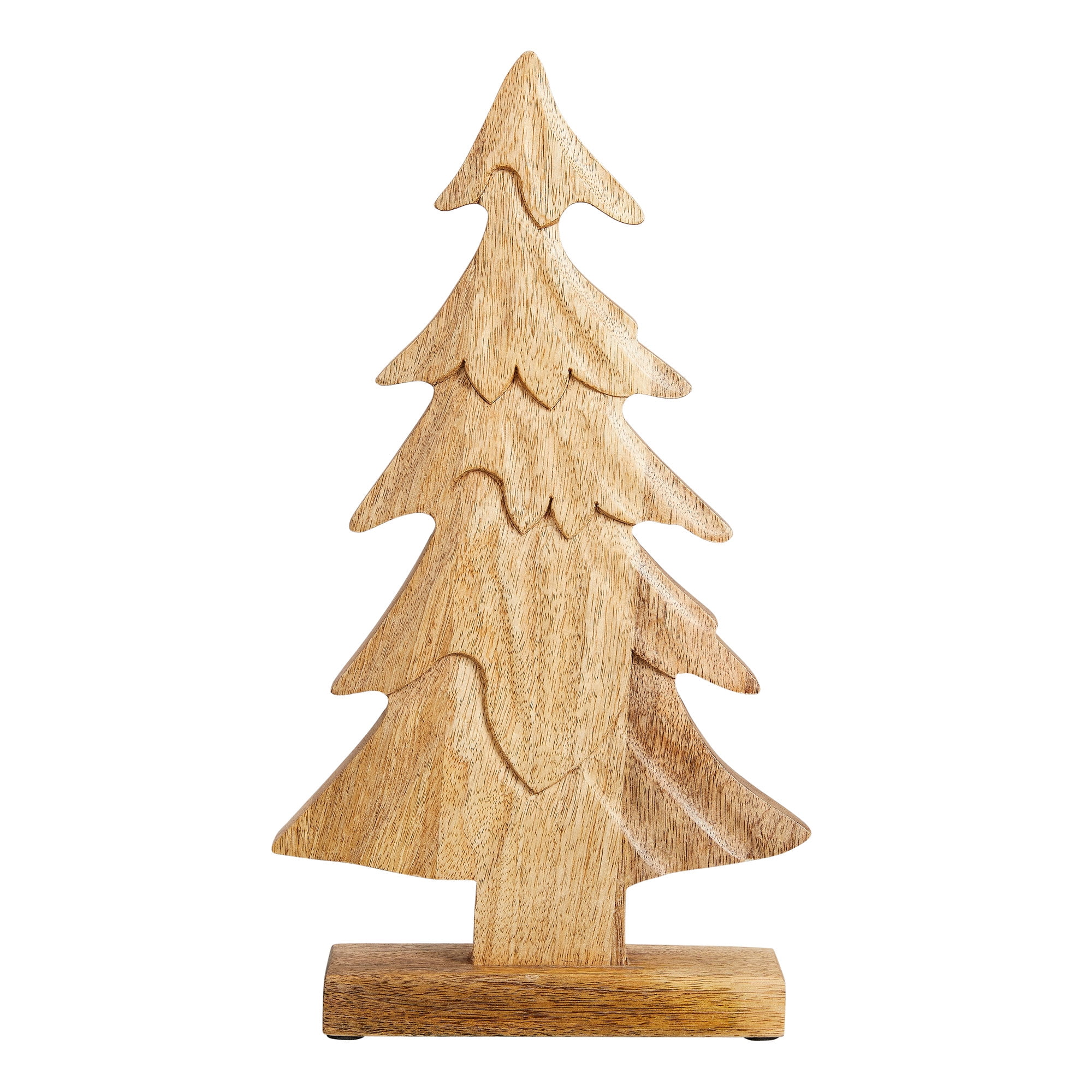 Holiday Time Large Carved Mango Wood Christmas Tree Table Top