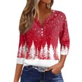 thumbnail image 2 of Fiudx Camisas de Mujer Blusa de Manga 3/4 Corta Estampada a La Moda para Mujer, Blusa Informal con Cuello Redondo, 2 of 5