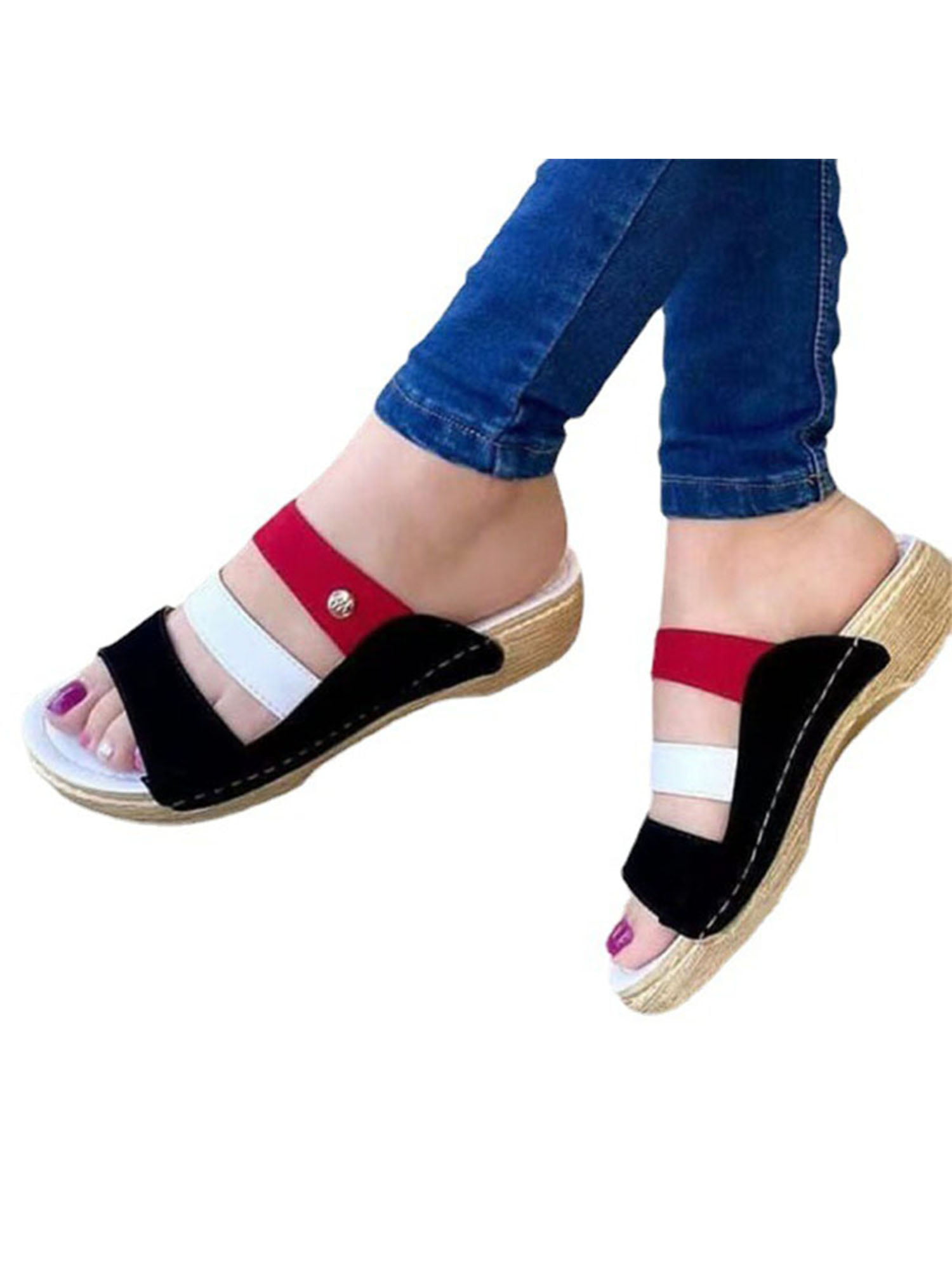 Women Summer Slippers Comfy Rainbow Platform Slide Sandal 2020 New Beach Travel Shoes Ladies Shoes by Nevera 