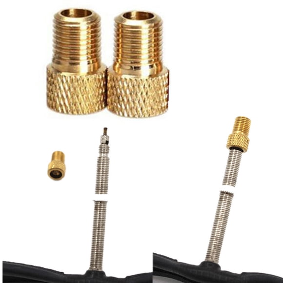 Riforla Adaptateur en Laiton 2 Pcs Presta vers Schrader Convertisseur de Valve de Bicyclette Connecteur de Pompe de Vélo Or