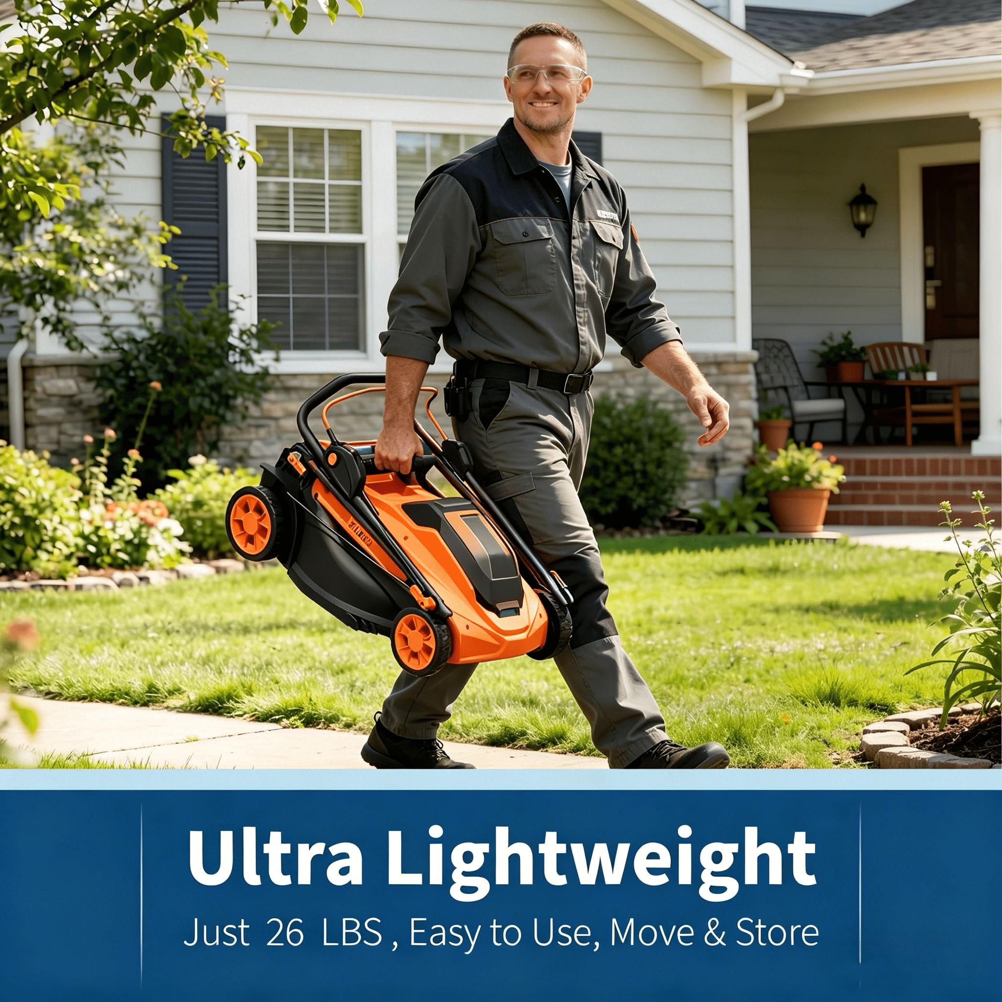 GIMMYFIVE 17 in Cordless Lawn Mower, Brushless Motor, 2 x 20V 4.0Ah Batteries, Bagging and Mulching
