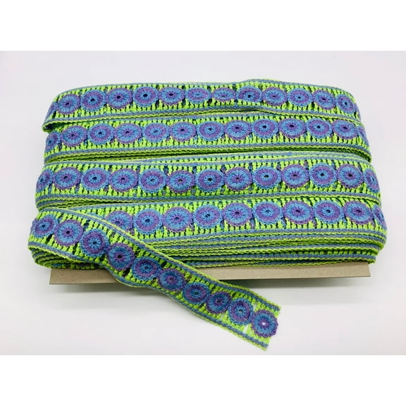 (Lime, Lt. Blue & Lilac) 1-5/8" Crochet Lace - 3 Yards