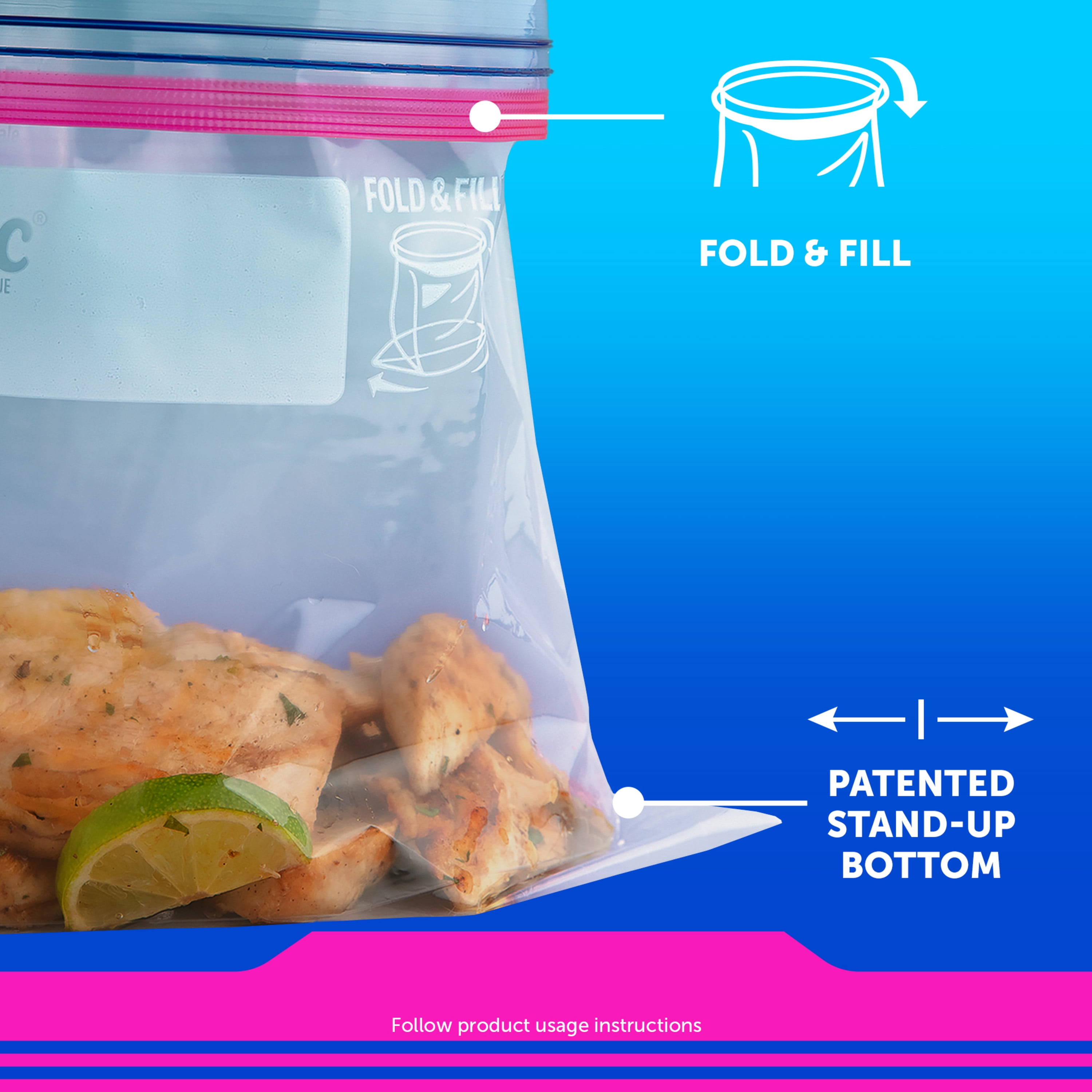 Ziploc® Brand Freezer Bags With New Stay Open Design, Gallon, 30