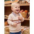 thumbnail image 5 of RUINIXCW Toddler Baby Boy Thanksgiving Sweatshirt Outfit Fall Winter Quarter Zip Sweatshirts Letter Turkey Embroidery Plaid Lapel Long Sleeve Pullover Shirt Top, 5 of 9