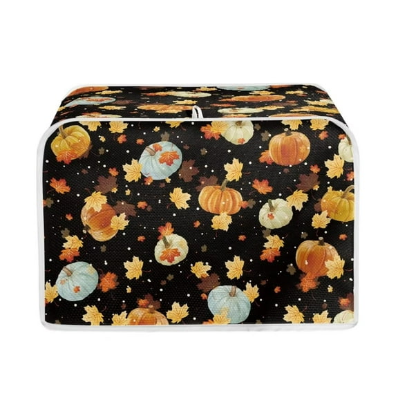 Renewold Fall Thanksgiving Toaster Covers Sturdy 2 Slice Bread Toaster Dust Cover Pumpkin Maple Leaves Decorative Wide Slot Appliance Cover for Kitchen Home