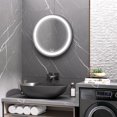 thumbnail image 2 of kleankin 24-Inch Round LED Bathroom Mirror Dimmable Lighted Anti Fog Black, 2 of 10