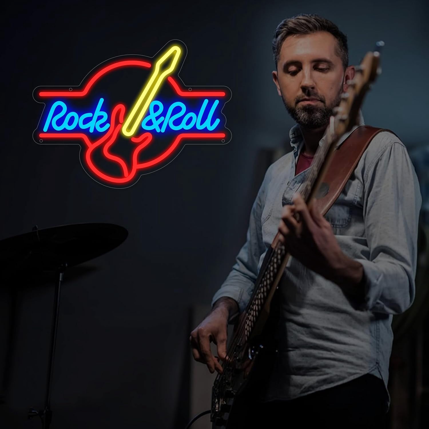 Rock Roll Neon Sign for Wall Decor,Kids USB Powered Rock Roll Led Sign, Reusable Rock Roll Light Up Sign for Boys and Girls, Light Up Sign for Bedroom and Livingroom
