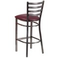 thumbnail image 5 of Flash Furniture 2 Pk. HERCULES Series Silver Antique Finish with Clear Coat Ladder Back Metal Restaurant Barstool - Burgundy Vinyl Seat, 5 of 8
