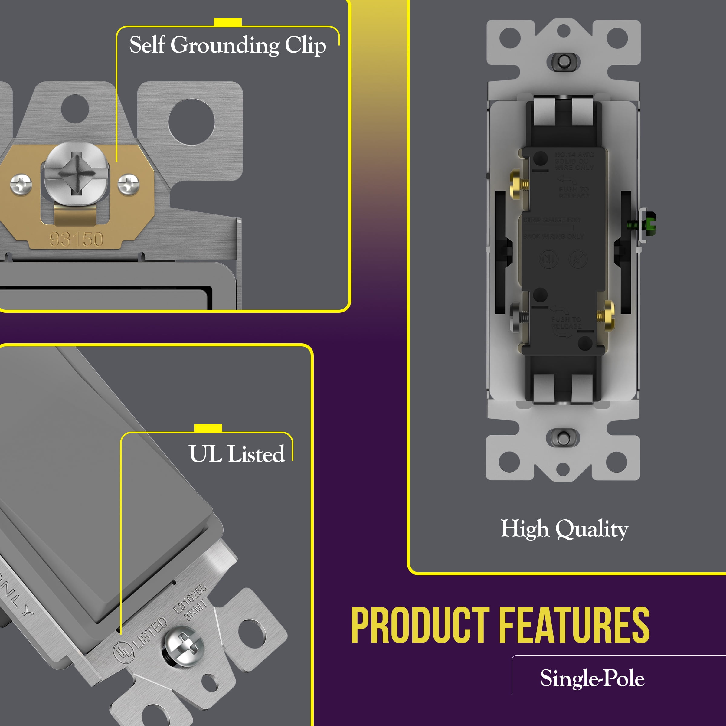 ENERLITES 3-Way Decorator Paddle Light Switch, Single Pole or