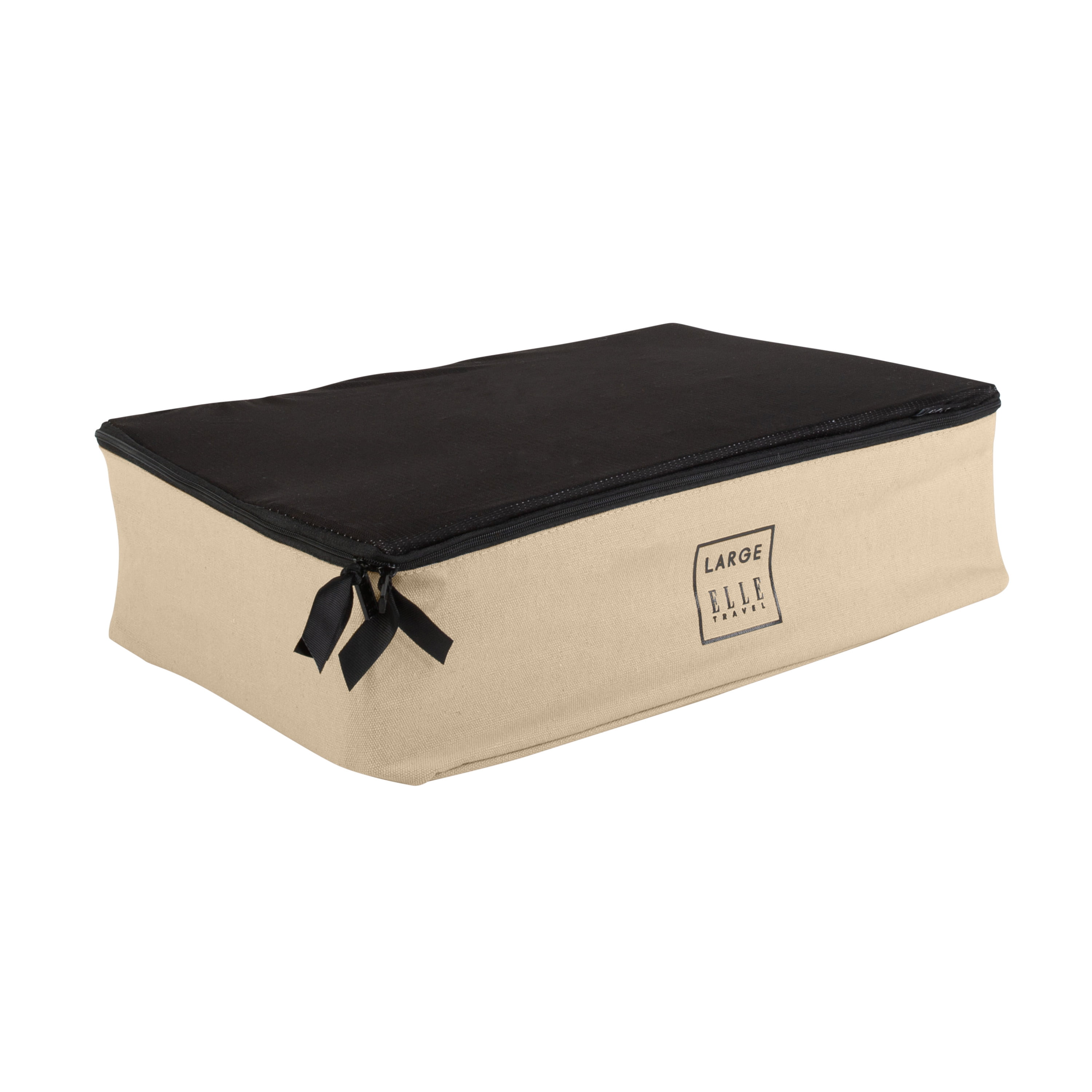 ELLE Paris Travel 2 Pack Large Canvas Rectangle Packing Cubes in Ivory