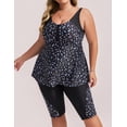 thumbnail image 4 of Traje de baño Tankini Hanna Nikole para mujer con lunares azules y blancos, talla 18 o más, 4 of 6