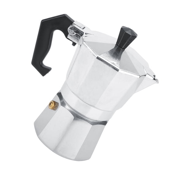 M Buder Cafetera Moka de Aluminio Tipo Italiano para Espresso, Uso en Estufa de Gas, Hogar y Oficina, Olla de Café Clásica, 100ml / 2 Tazas, Color Plata, Preparación Rápida