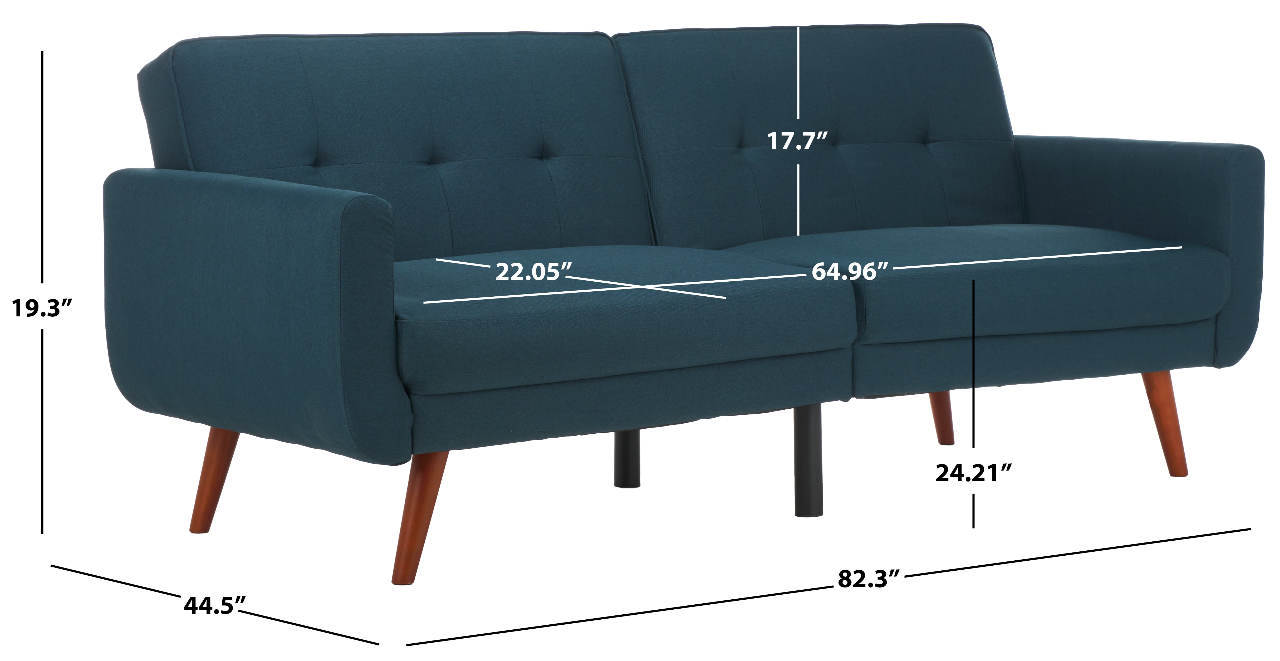 Safavieh Bushwick Mid-Century Foldable Futon Bed, Navy/Brown