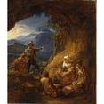 thumbnail image 2 of Alexander Lauréus 15x17 Gold Ornate Wood Frame and Double Matted Museum Art Print Titled - Bandits Entering a Shepherd's Dwelling (1823), 2 of 4
