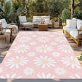 thumbnail image 2 of Pink Daisy Outdoor Rug for Patio/Deck/Porch, Non-Slip Large Area Rug 5 x 8 Ft, Spring Floral Elegant Pastoral Botanical Indoor Outdoor Rugs Washable Area Rugs, Reversible Camping Rug Carpet Runner, 2 of 8