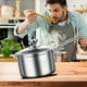 thumbnail image 1 of Cazo de Acero Inoxidable, Olla Multipropósito con Tapa, Cacerola, Hervidor de Leche Pequeño con Dos Asas, Interior Antiadherente, 550g-850g para Cocina, Inducción y Uso Exterior, 1 of 2