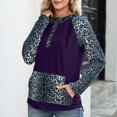 thumbnail image 5 of Sudadera con capucha Sudadera con capucha de mujer Leopardo empalme con botones de bolsillo Pullover Camisa Casual con capucha Tops con cordón 1 1, 5 of 5