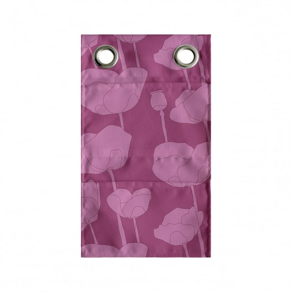 Floral Hanging Pocket Organizer, Digitally Generated Illustration of Blooming Flower Silhouettes Botanical Art, Printed Polyester Storage Bag with Pockets, 9" x 16", Pink Dark Magenta