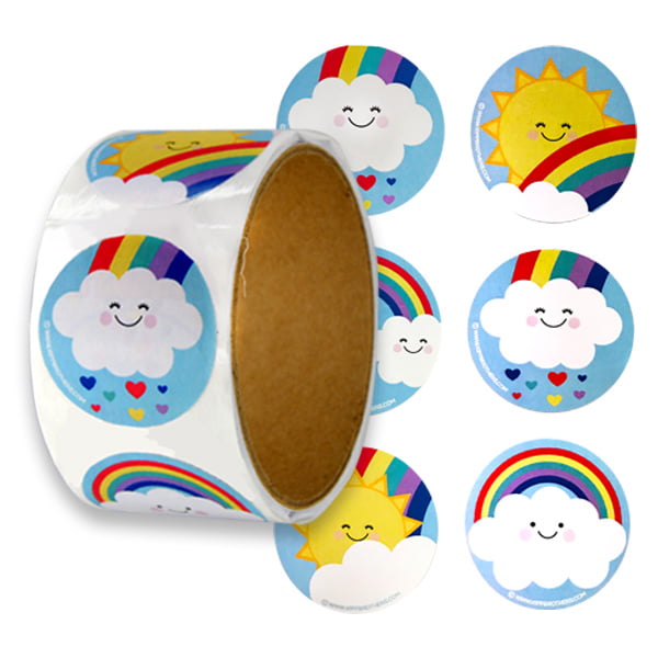 Kipp Brothers Roll of 100 Assorted Rainbow and Sunshine Stickers 