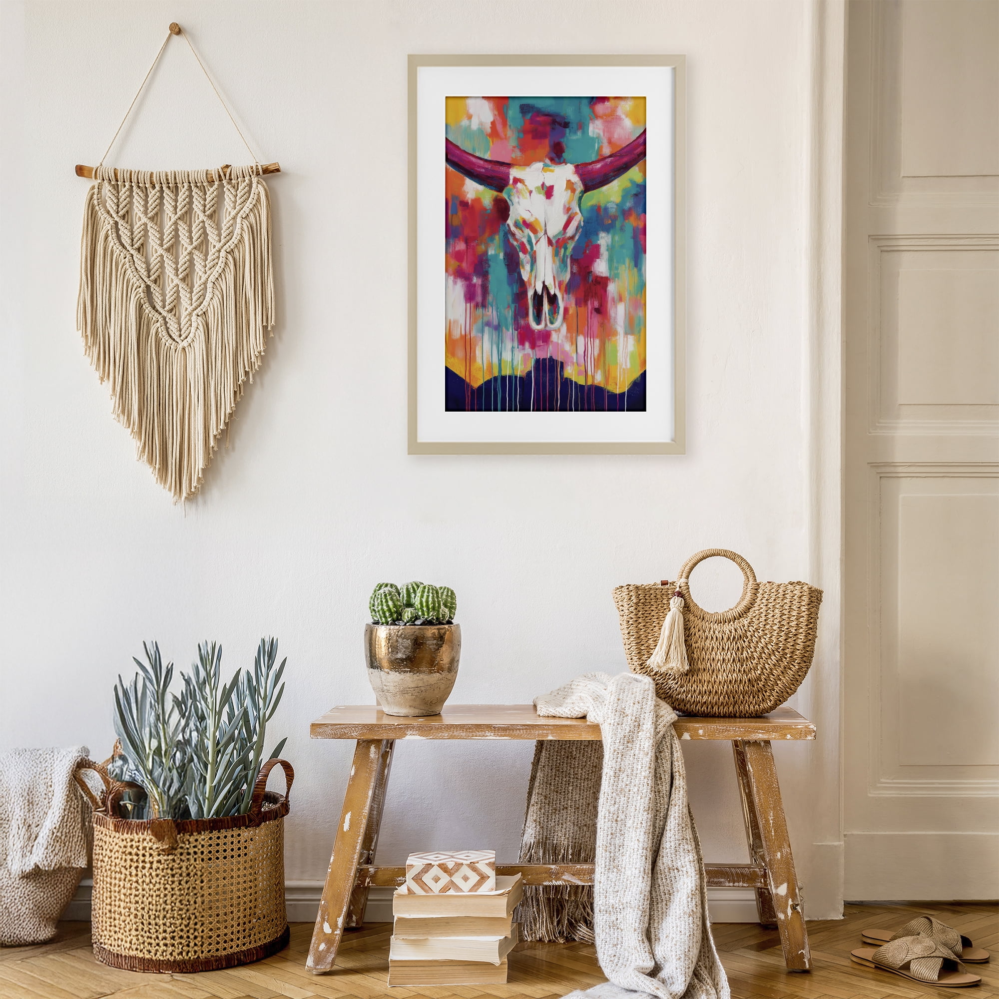 Stupell Industries Spirit Of The West Skull Birch Framed Print Under Glass, design by Chromatic Storm Studio