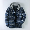 thumbnail image 2 of Men's Casual Jacket Autumn Winter Fashion Hooded Zip Up Checkered Lapel Pocket Outerwear Lightweight Comfortable Stylish, 2 of 2