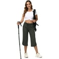 thumbnail image 6 of Xidunhg Women's Capri Pants Wide Leg Plus Size Lightweight Quick Dry Casual Summer Sweatpants Hiking Walking Armygreen XL, 6 of 10
