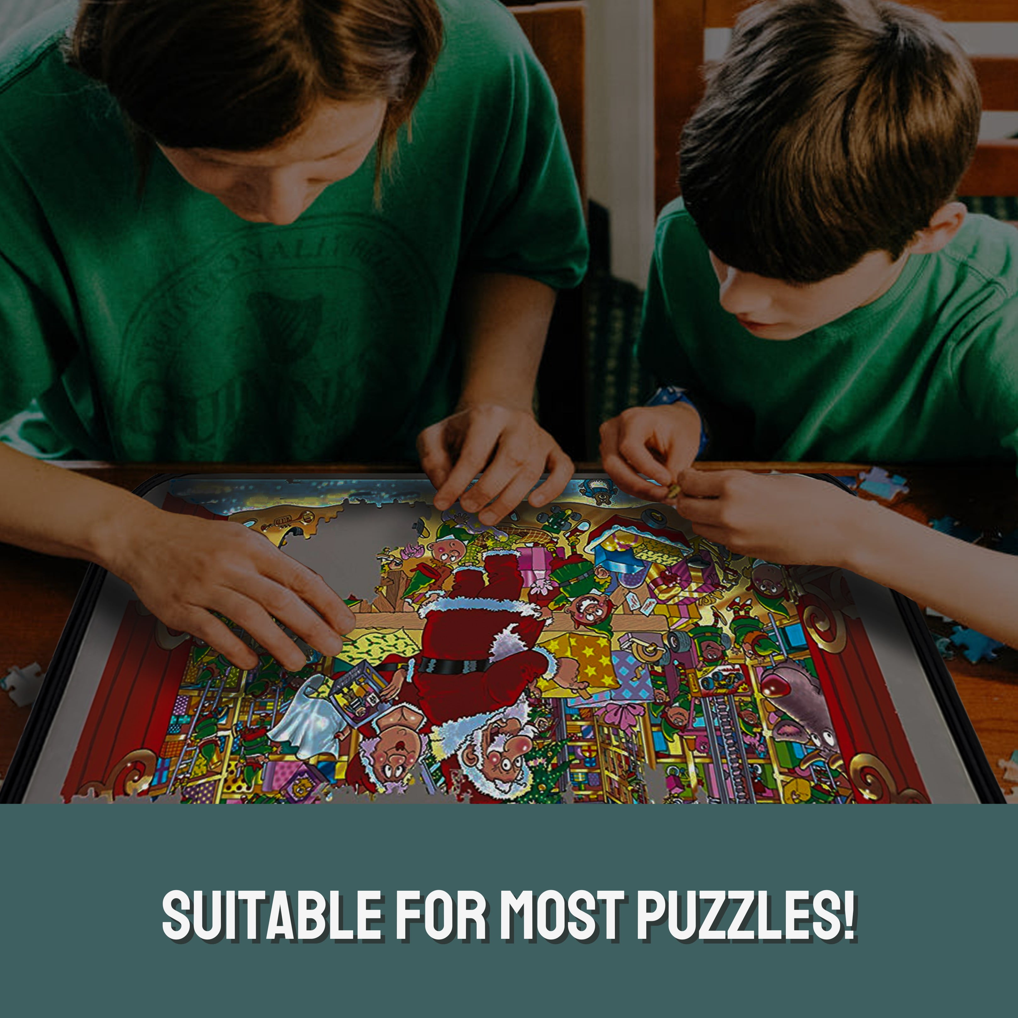 Tradeopia Boîte de Rangement Portable pour Puzzle Noir, jusqu'à 1000 Pièces, avec Plateaux de Tri et Plateau Détachable