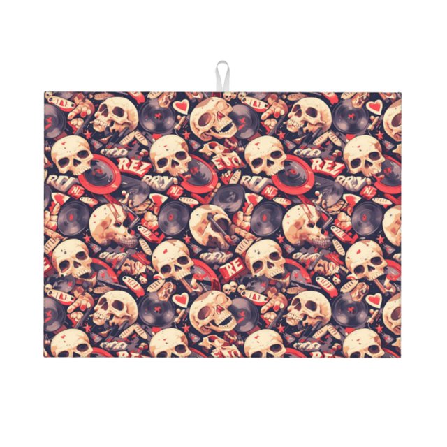 Balery Skull rock record artist Alfombrilla de Secado para Cocina, 18x24 Pulgadas, Súper Absorbente para Platos y Encimeras