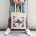 thumbnail image 2 of Vibrant Red Flowers on Blue Sky Canvas Tote Bag - Eco-Friendly Multifunctional Reusable Shopping Bag for Travel & Parties, 2 of 4