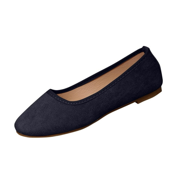 WRKEKC Womens Shoes Square Toe Low Cut Wide Width Solid Color Low Heel Comfortable Slip On Spring Summer Casual Shoes