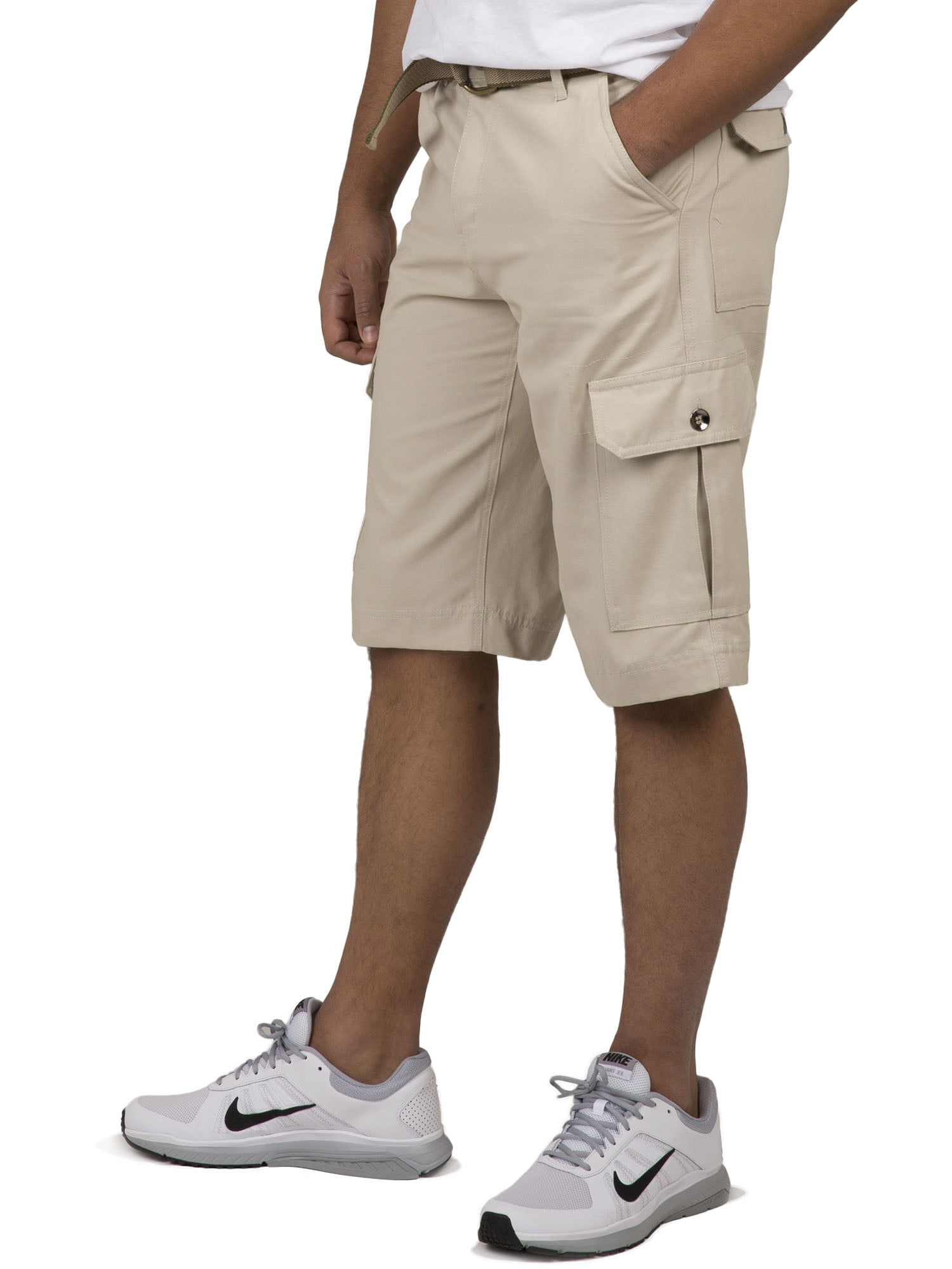 Vibes Men's Heavy Canvas Cargo Shorts with Stripe Belt - Walmart.com