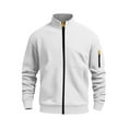 thumbnail image 6 of Felirenzacia Men's Zipper Outwear Coat, Casual Solid Color Kangaroo Pockets Full Zip Up Hoodie Jacket, White,2XL, 6 of 8