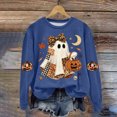 thumbnail image 5 of Duqingm Halloween Sweatshirts for Women Ghost Oversized Crewneck Sweatshirt Cute Pumpkin Graphic Fleece Pullover,M, 5 of 6