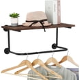 thumbnail image 3 of Wall-Mounted Coat Rack Shelf, Wall-Mounted Clothing Rack (Brown), 3 of 5