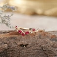 thumbnail image 2 of Ruby Wedding Band Rose Gold Moissanite Ring Curved Wedding Band Cluster Promise gift for Women, 2 of 5