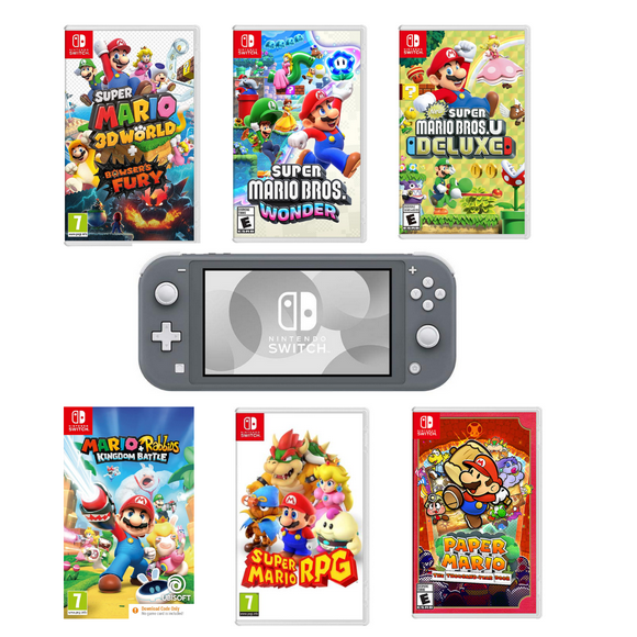 Nintendo Switch Lite Game Console with One Mario Game - Gray (Refurbished)