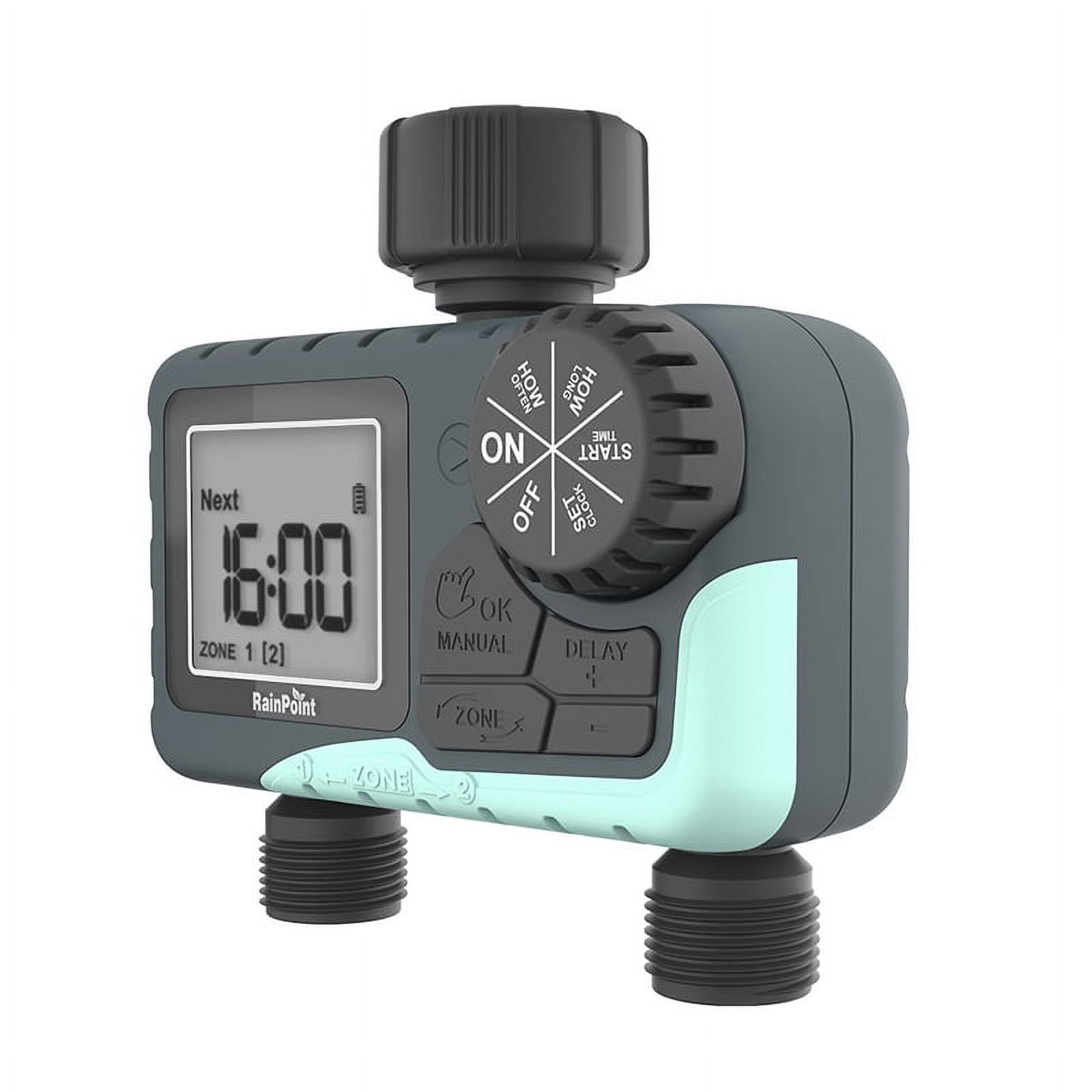 Digital Water Timer 2 Outlet, Rain Delay Watering, Sprinkler Timer, IP54  Waterproof Programmable Garden Hose Timers with Large LCD Display for  Garden