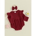 thumbnail image 3 of Bagilaanoe Newborn Baby Girl Rompers Long Sleeve Bodysuit + Headband 3M 6M 9M 12M Infant Fall One Piece Jumpsuit, 3 of 9