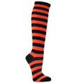 thumbnail image 6 of COUVER Womens 0.5 Inch Thin Stripe Cotton Knee High Socks Black Dark Orange 2 Pairs (Womens), 6 of 7
