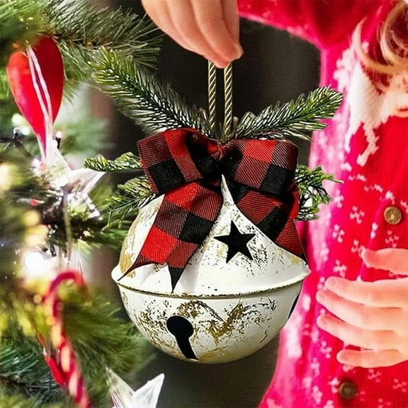 Christmas Giant Metal Bells Decoration, Vintage Hanging Christmas Ornament, Fireplace Hanging Bells for Yard, Garden, Porch, Winter Holiday & Party Outside Decoration